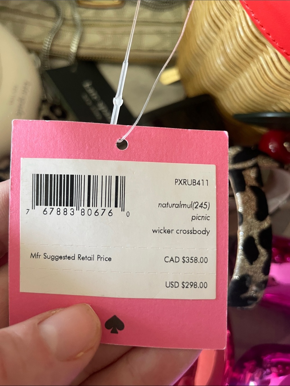NWT, Rare kate spade Red Leather & Wicker Cherry Bucket Crossbody - Picture 14 of 16